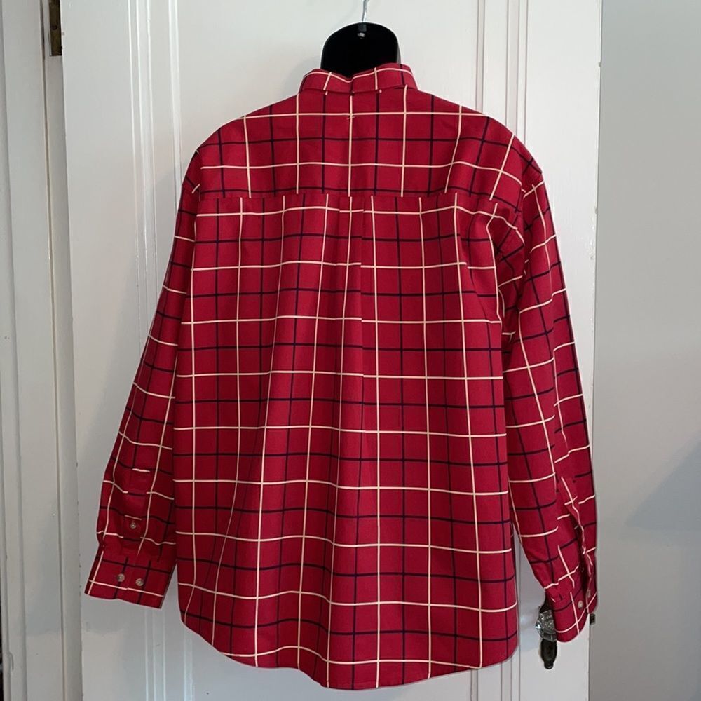 Natural Issue red, black & cream checked long sleeved cotton shirt - Picture 5 of 8